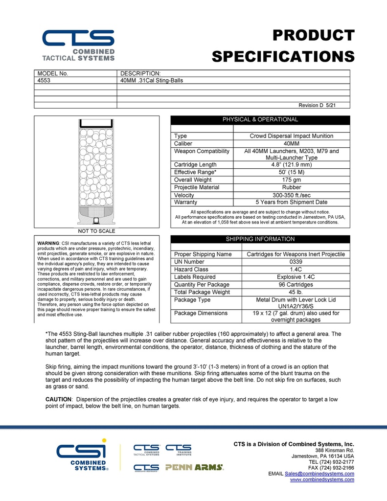 CTS 40MM .31Cal Sting-Balls