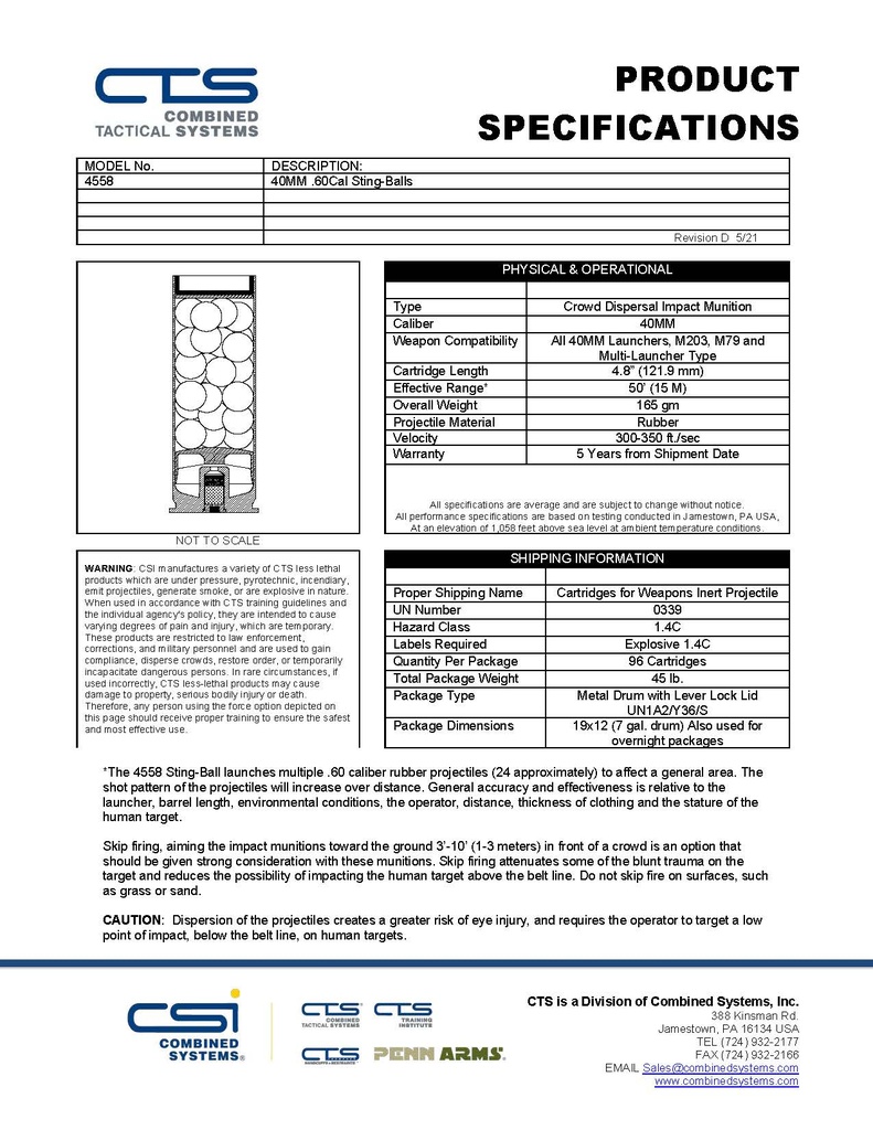 CTS 40MM .60cal Stingball